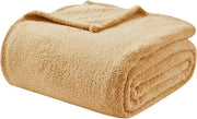 Banchetto Fluff Sherpa Coperta - 150 x 200 cm, Coperta Tessuta Piuma, Set di Coperte per Banchetto, Coperta di Lana e Fleece, Bianco Beige