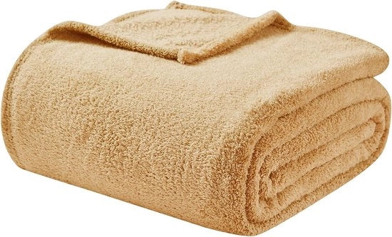 Banchetto Fluff Sherpa Coperta - 150 x 200 cm, Coperta Tessuta Piuma, Set di Coperte per Banchetto, Coperta di Lana e Fleece, Bianco Beige
