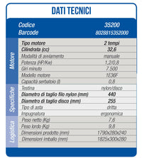 Decespugliatore a scoppio Hyundai 35200 Motore 2 tempi 33cc Miscela Tagliabordi