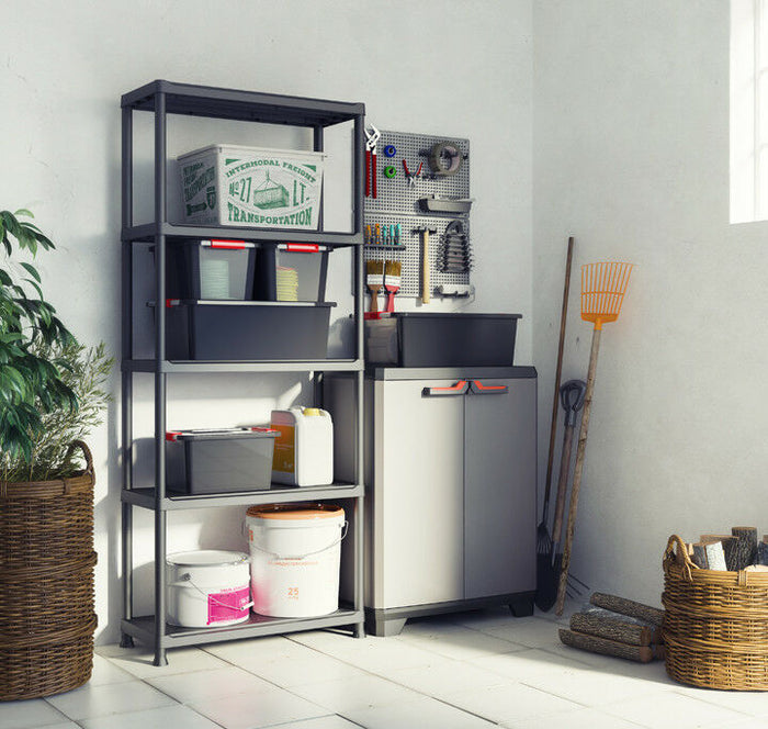 Scaffale in Plastica 5 Ripiani Componibile 32 x 75 x 176 cm