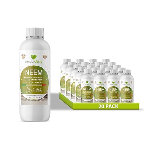 SYMBIOETHICAL - NEEM,  1Lt x 12pz, Emulsione Idrosolubile a Base di Olio di Neem per Piante, Concentrato a Uso Botanico, 100% Vegetale, Made in Italy