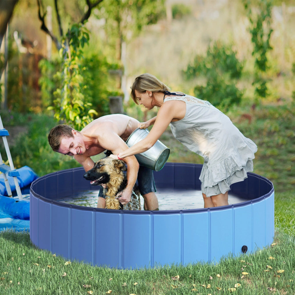 Piscina Pieghevole per Cani Gatti ¨C zephmum ¨C Blu ?140x30 cm PVC Antiscivolo