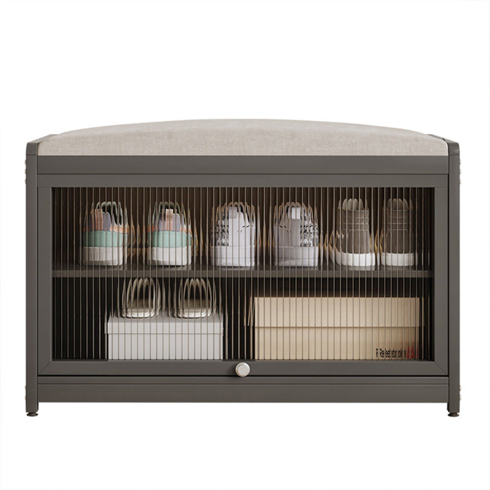 Scarpiera con Seduta Nero 1 Anta Mobile Portascarpe Salvaspazio con 2 Ripiani