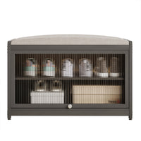 Scarpiera con Seduta Nero 1 Anta Mobile Portascarpe Salvaspazio con 2 Ripiani