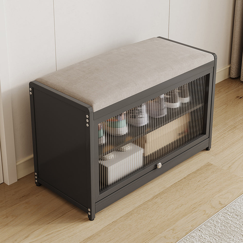 Scarpiera con Seduta Nero 1 Anta Mobile Portascarpe Salvaspazio con 2 Ripiani