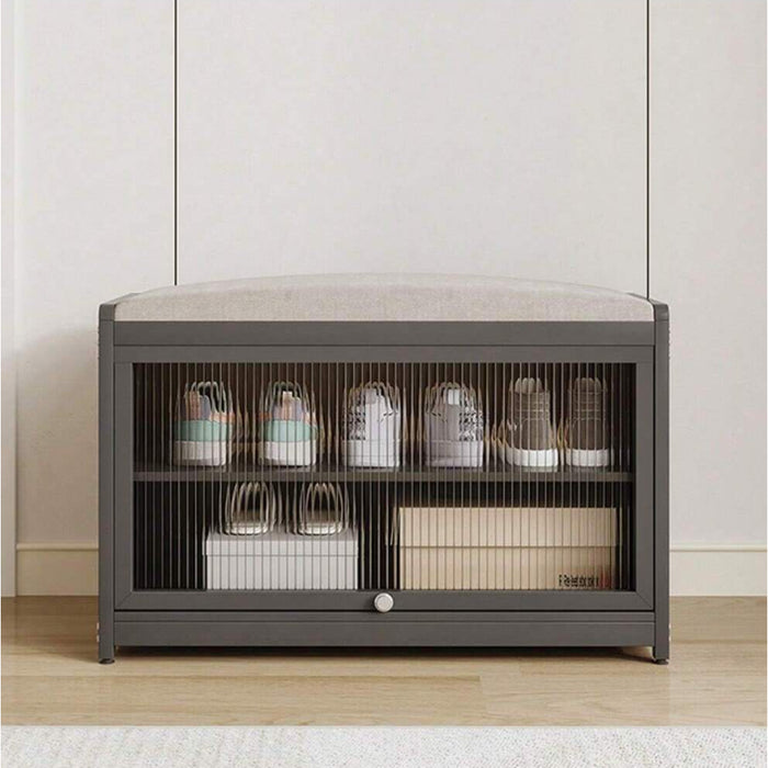 Scarpiera con Seduta Nero 1 Anta Mobile Portascarpe Salvaspazio con 2 Ripiani