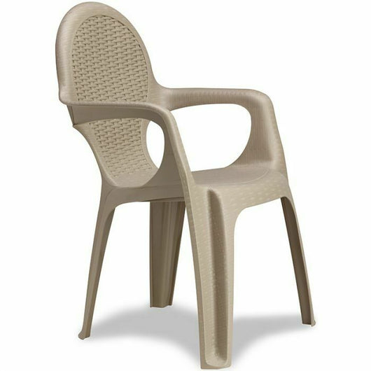 Sedia da Esterno Giardino Poltrona Intrecciata Impilabile Resina Braccioli Scab Colore principale: Tortora, Set: 10 Sedie