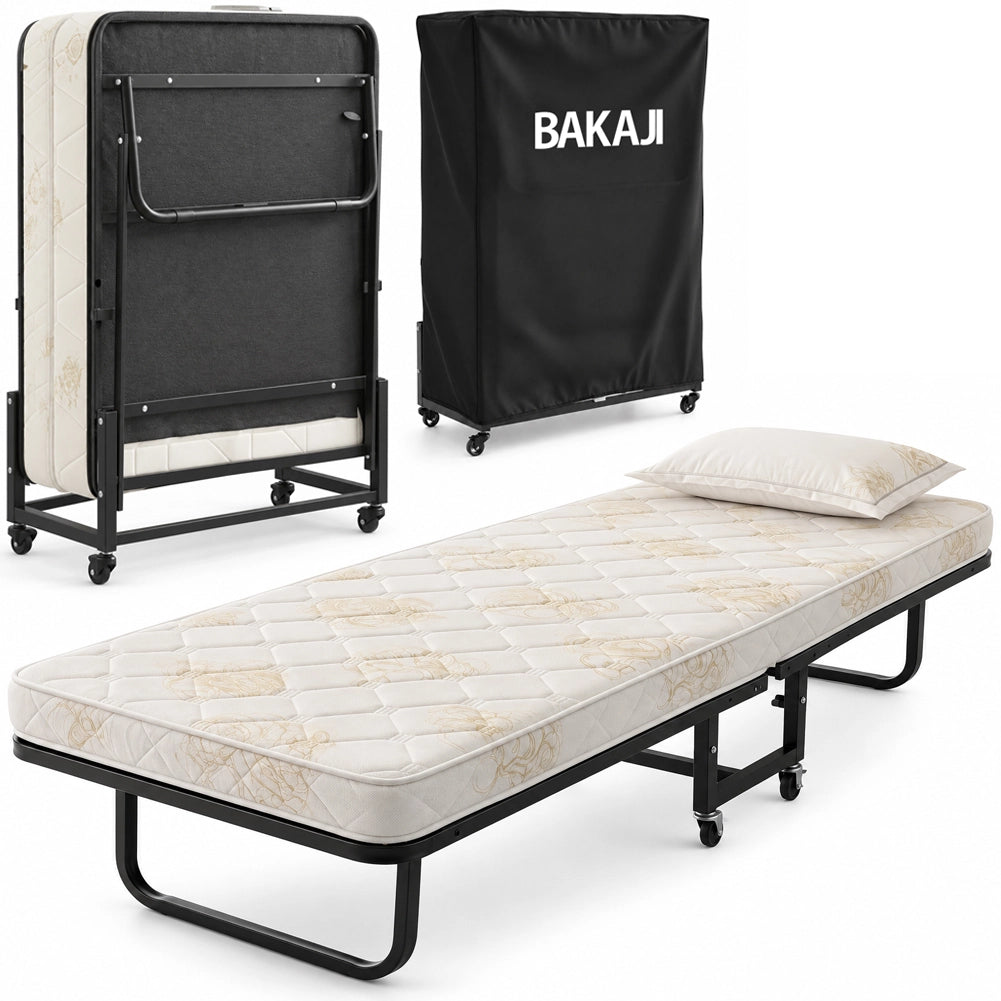 Letto Singolo Pieghevole Cuscino Copertura Brandina Materasso H10cm 80x40x190cm