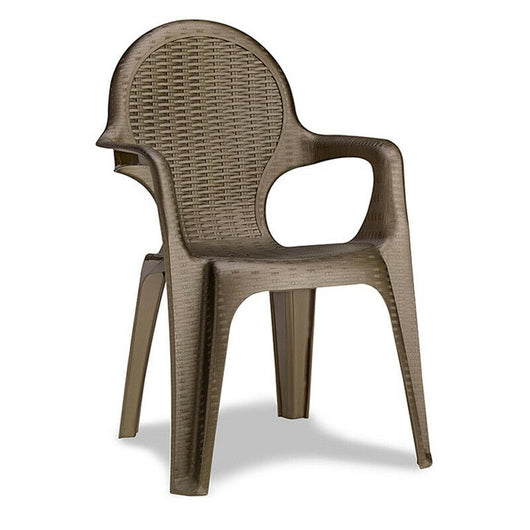 Sedia da Esterno Giardino Poltrona Intrecciata Impilabile Resina Braccioli Scab Colore principale: Bronzo, Set: 8 Sedie