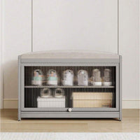 Scarpiera con Seduta Grigio 1 Anta Mobile Portascarpe Salvaspazio con 2 Ripiani