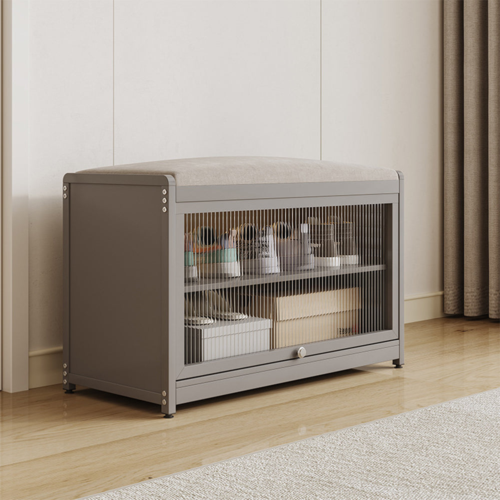 Scarpiera con Seduta Grigio 1 Anta Mobile Portascarpe Salvaspazio con 2 Ripiani