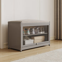 Scarpiera con Seduta Grigio 1 Anta Mobile Portascarpe Salvaspazio con 2 Ripiani