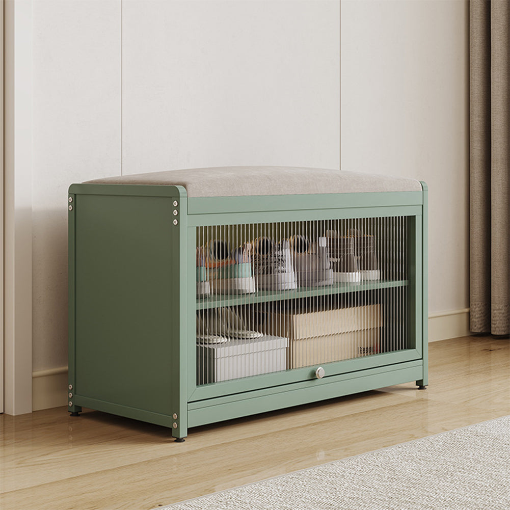 Scarpiera con Seduta Verde 1 Anta Mobile Portascarpe Salvaspazio con 2 Ripiani