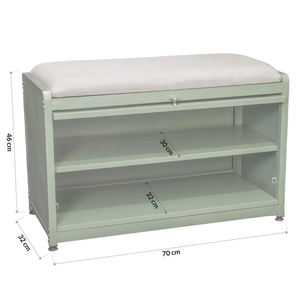 Scarpiera con Seduta Verde 1 Anta Mobile Portascarpe Salvaspazio con 2 Ripiani