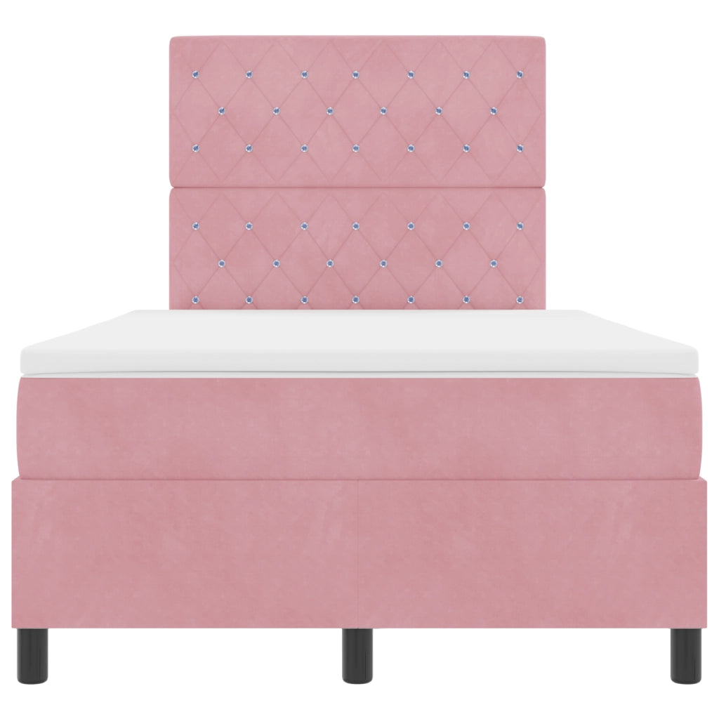 Letto a Molle con Materasso e LED Rosa 120x200 cm in Velluto