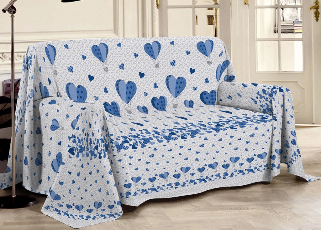 Telo Arredo Linea Pensieri Delicati In Cotone Disegno Mongolfiera Colore Blu - Singolo - Blu