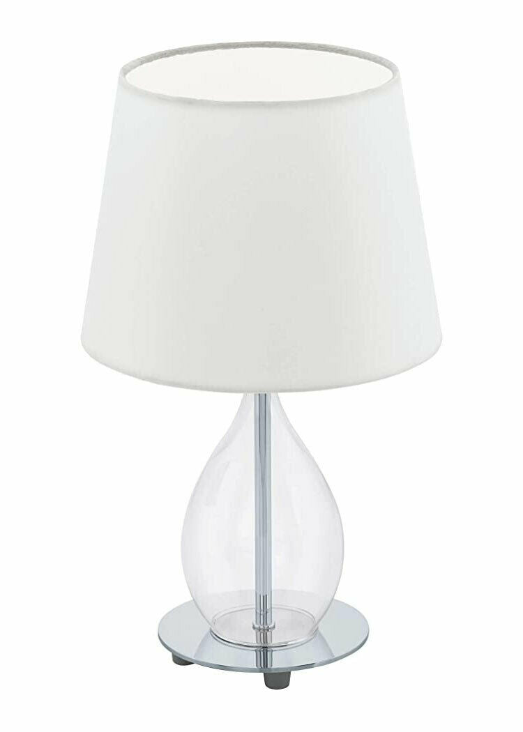 Lampada da Tavolo Vetro Trasparente Bianca Bajour Comodino Abatjour Rineiro EGLO