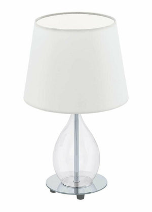 Lampada da Tavolo Vetro Trasparente Bianca Bajour Comodino Abatjour Rineiro EGLO