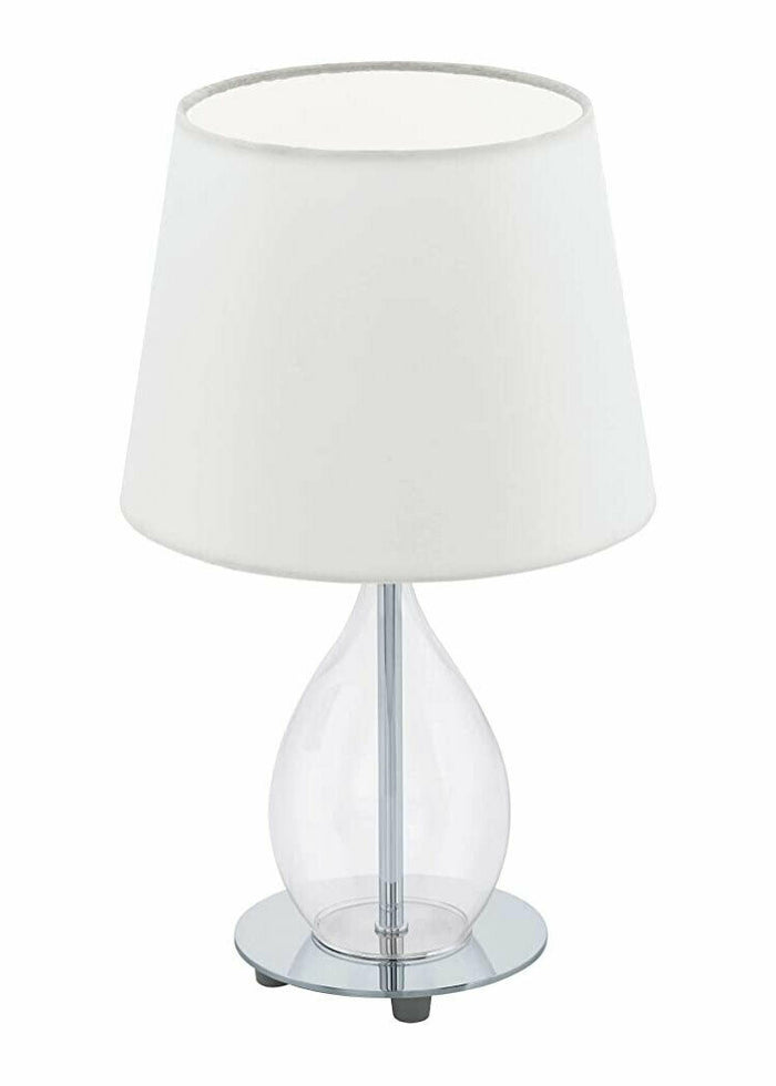 Lampada da Tavolo Vetro Trasparente Bianca Bajour Comodino Abatjour Rineiro EGLO