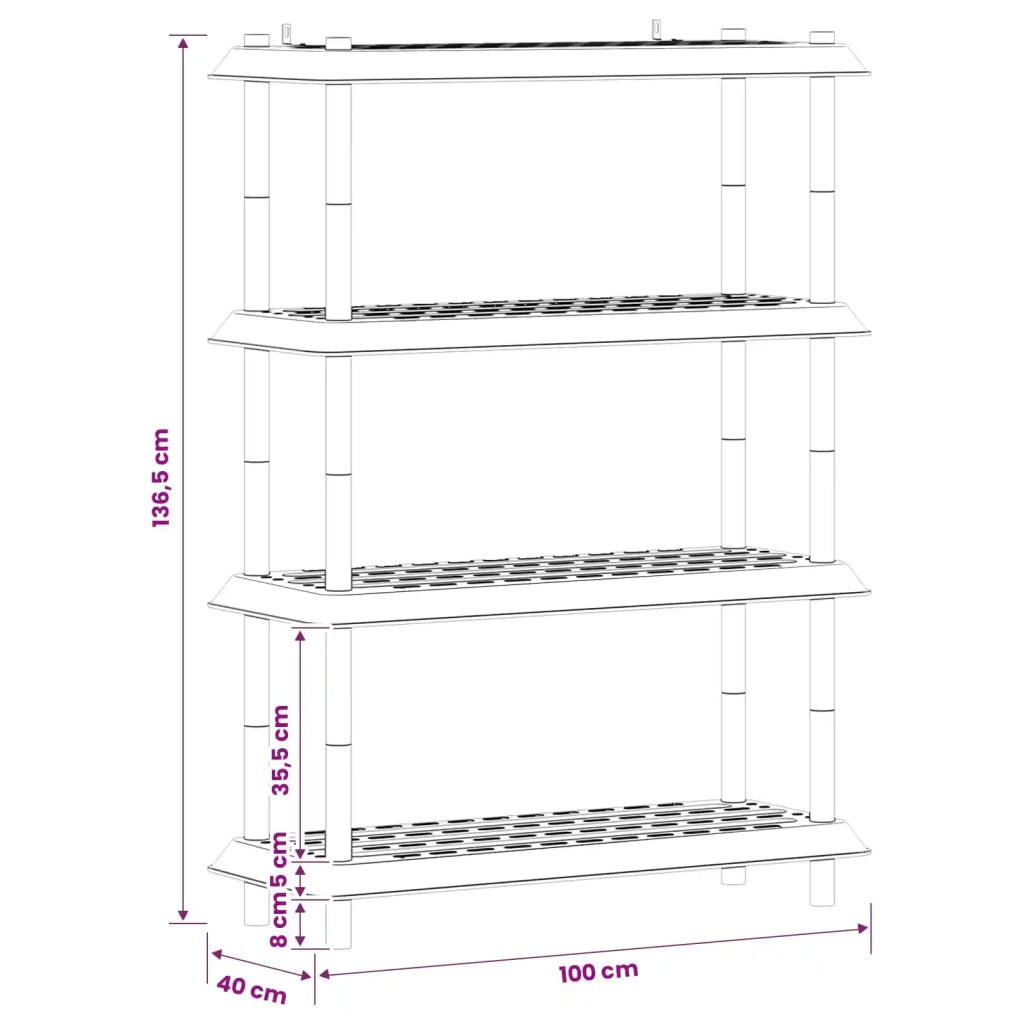 Unità di scaffalatura 4 livelli 100 x 40 x 136,5 cm PP 8011748