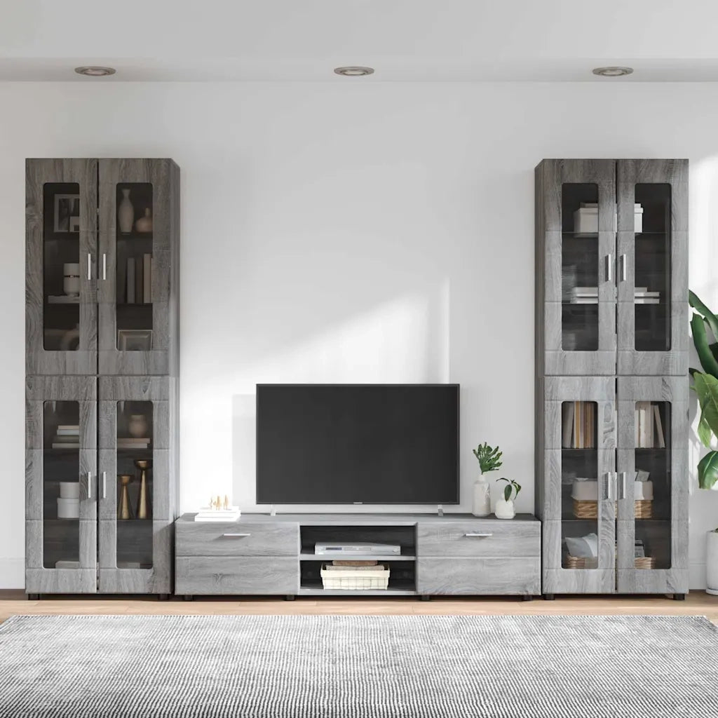 Set mobile TV con porta FLORIN Grigio Sonoma Legno multistrato