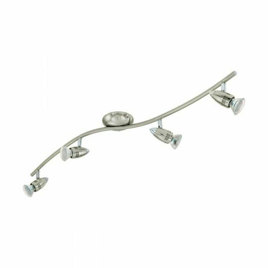 Lampada a binario 4 Faretti GU10 Led Plafoniera Nickel Cromo Interno Magnum EGLO