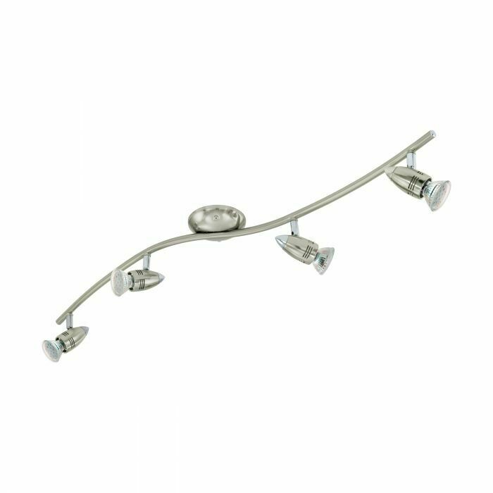 Lampada a binario 4 Faretti GU10 Led Plafoniera Nickel Cromo Interno Magnum EGLO