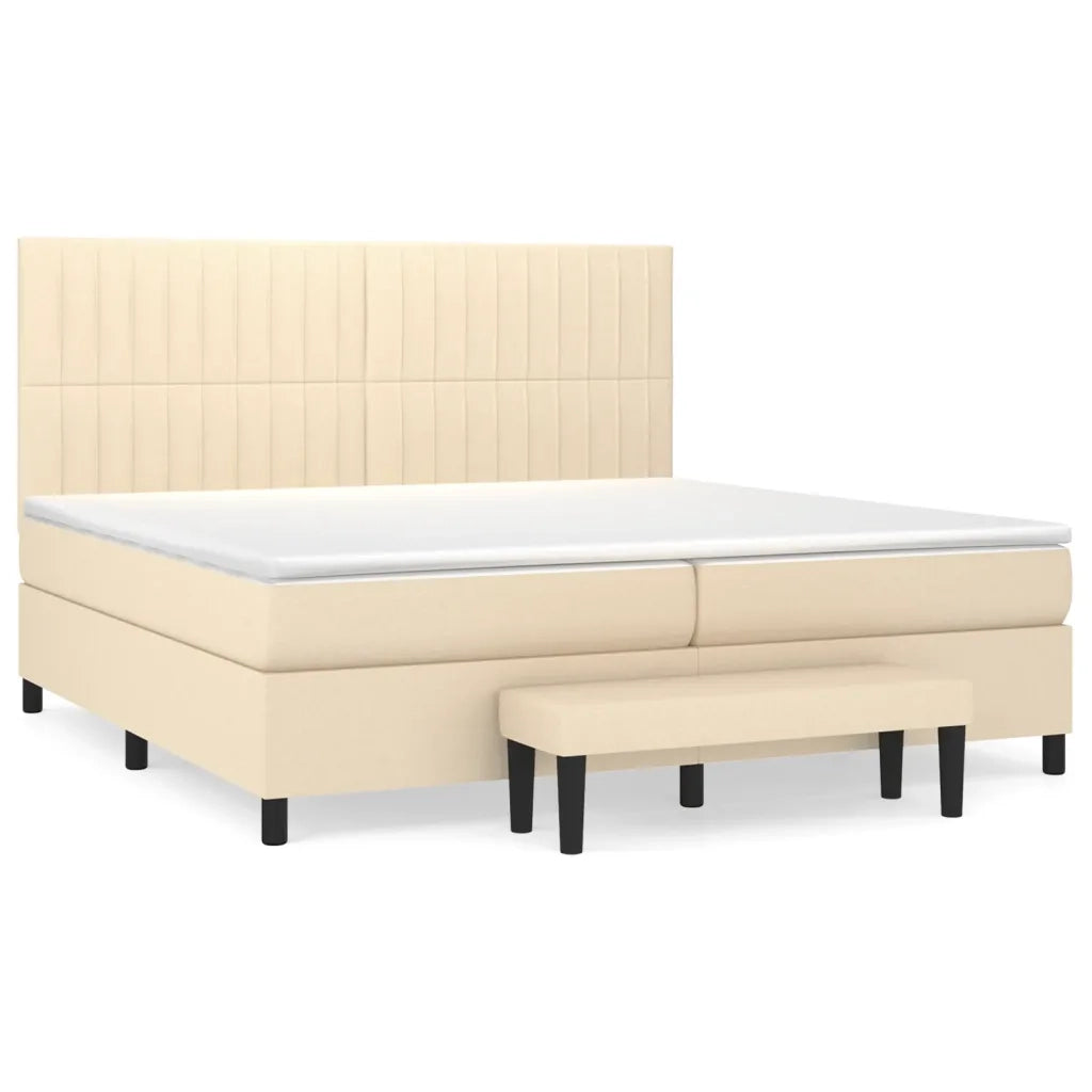 Giroletto a Molle con Materasso Crema 200x200 cm in Tessuto 3136786
