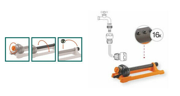 Irrigatore Oscillante Giardino Irroratore 16 getti Irrigare Prato Astral 4 GF
