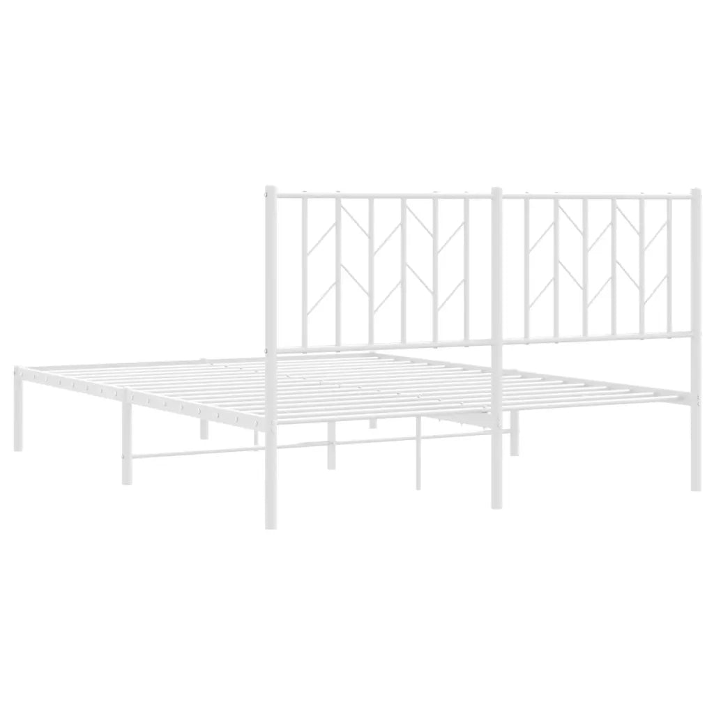 Letto matrimoniale | Letto per adulti | Giroletto con Testiera Metallo Bianco 140x200 cm