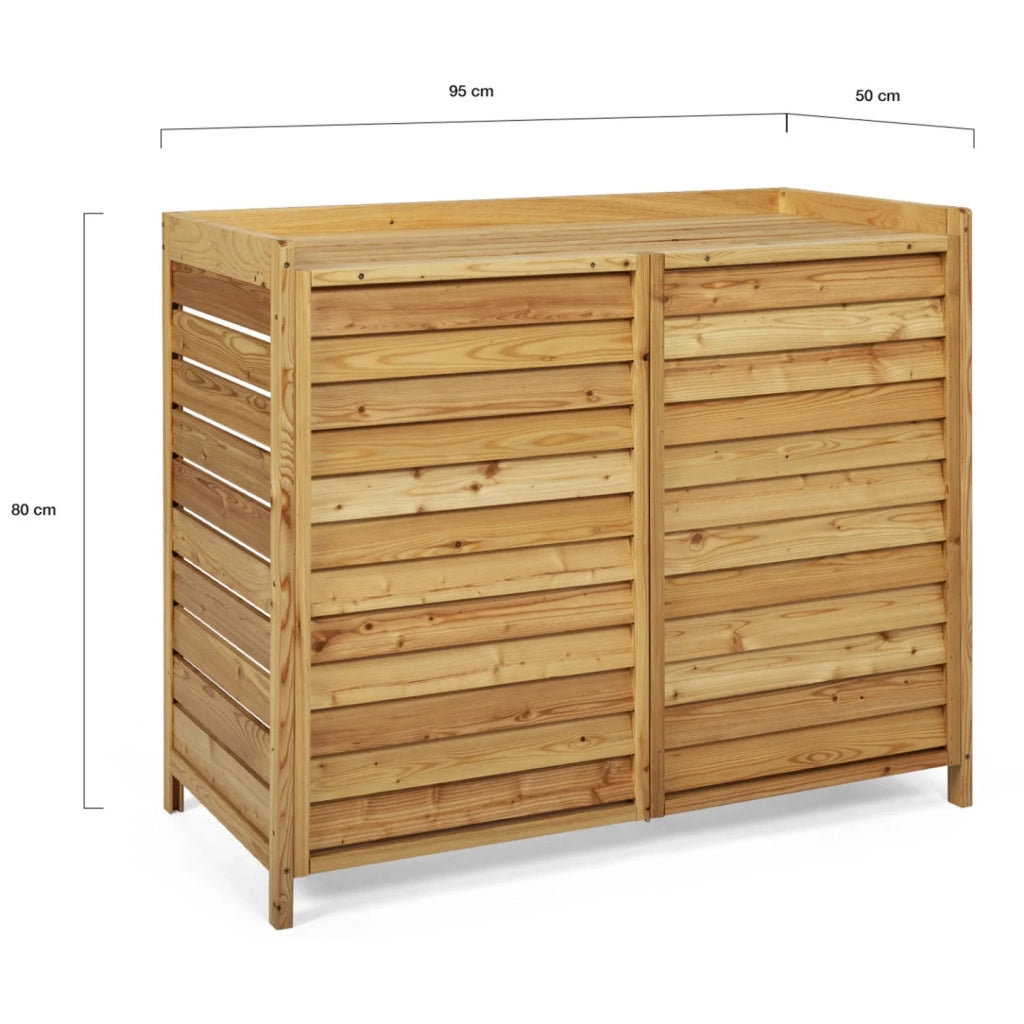 IDMarket - Copertura per condizionatore in legno naturale per unità esterna 95 x 50 x 80 cm