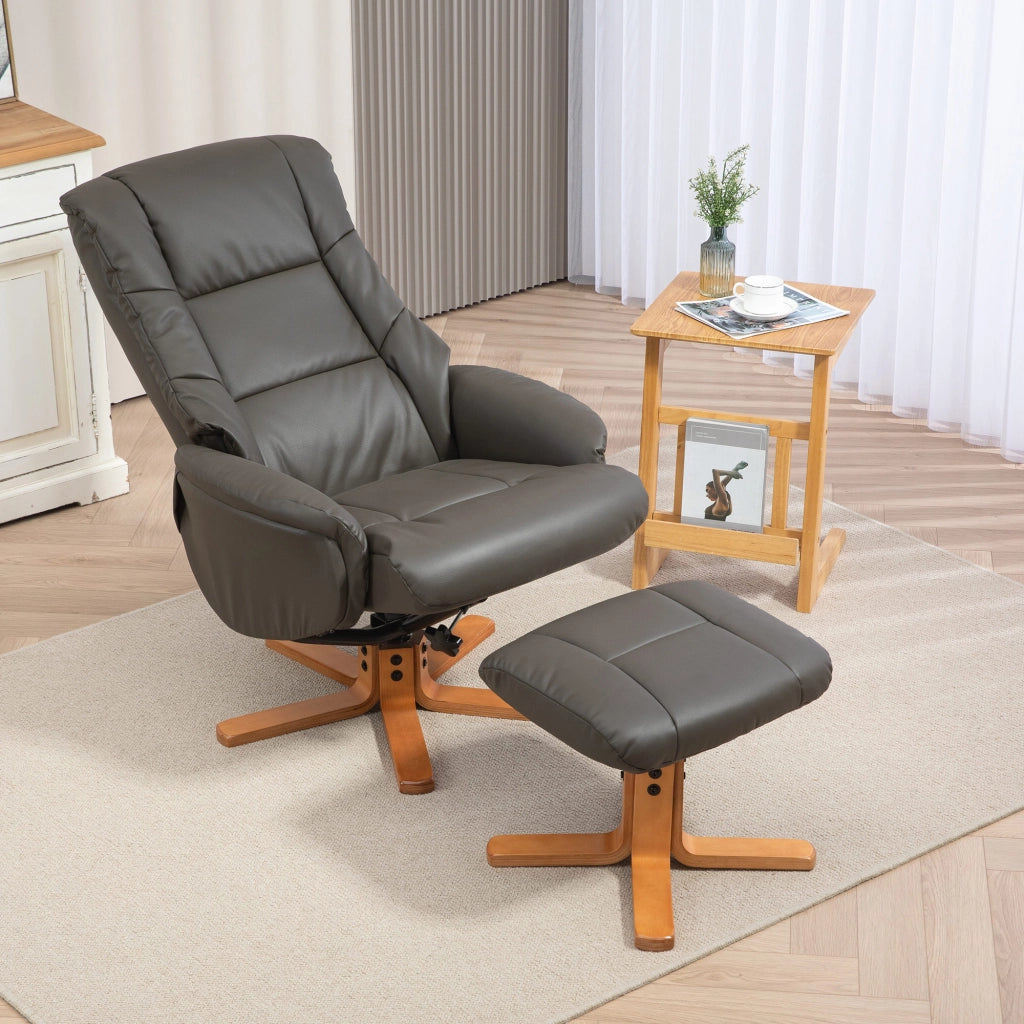 Poltrona Relax Reclinabile Massaggiante con Poggiapiedi ¨C Zephmum ¨C Grigio Velluto