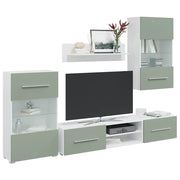 Mobile TV 5 pz con Illuminazione a LED Verde Oliva Truciolato 3324232