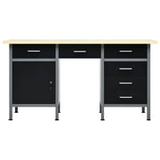 Banco da lavoro nero 160 cm con cassetti tavolo da lavoro in acciaio utensili fai da te grigio/nero 02_0003679