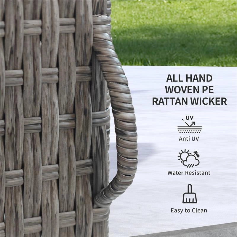 ARMADIO DA GIARDINO IN RATTAN PE CON 2 VANI, 60X63X120CM, GRIGIO