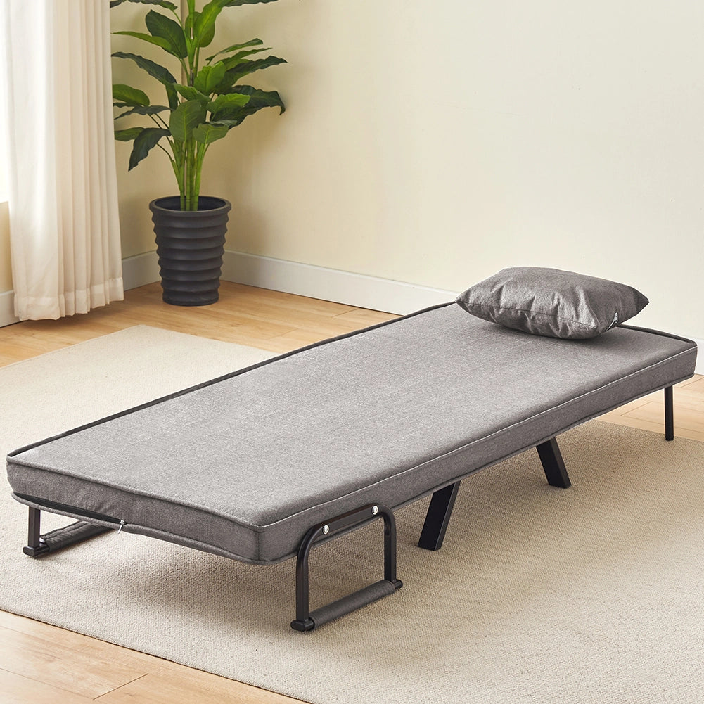 Poltrona Letto Reclinabile Chaise Lounge e Seduta Imbottita Convertibile Grigio
