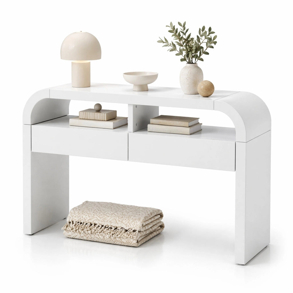 CONSOLLE 120x35,5x76,5 cm con 2 cassetti Bianco MDF