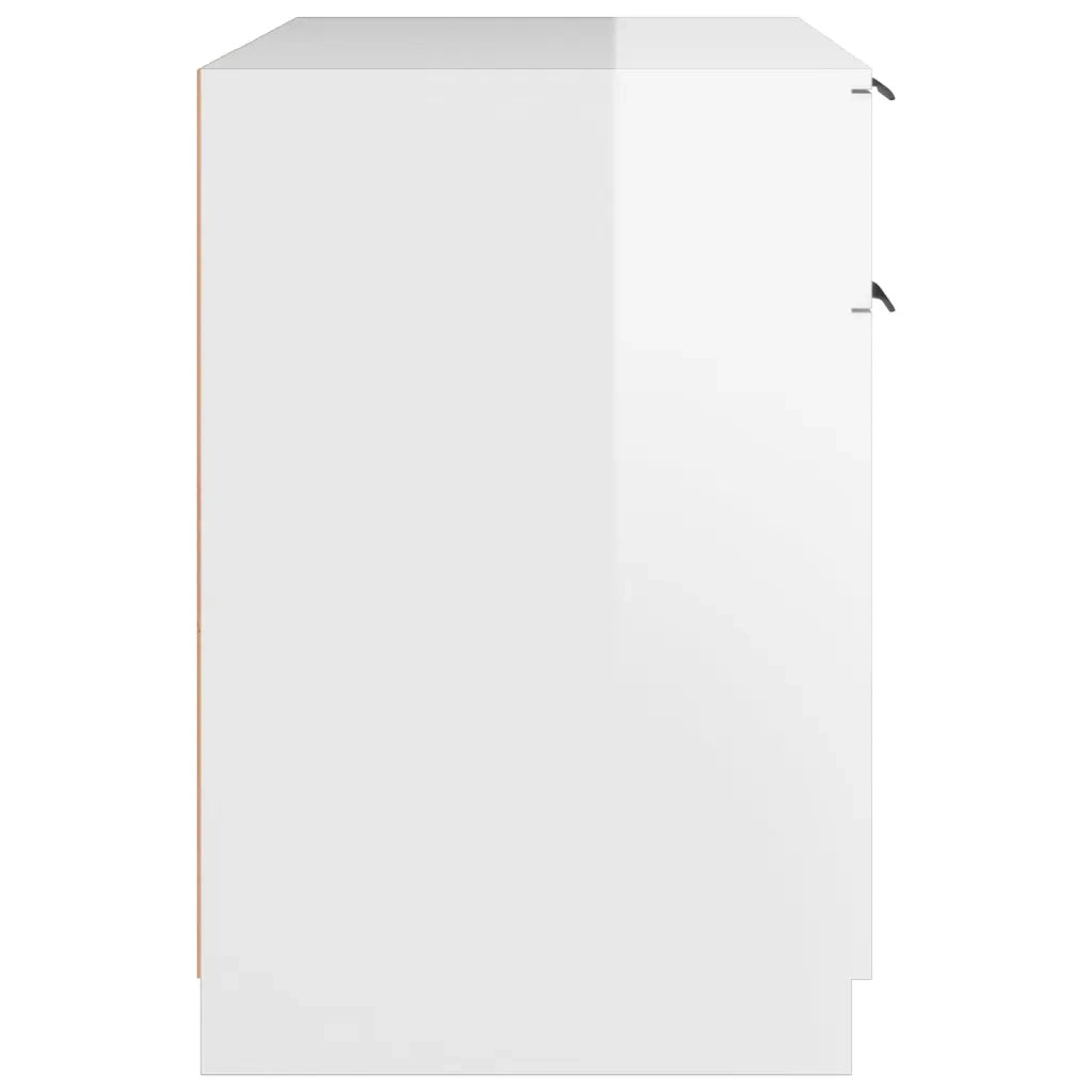 Scrivania Bianco Lucido 100x50x75 cm in Legno Multistrato 811499
