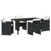 Set da Pranzo per Giardino con cuscino 5 pz | Set Salotto da Giardino Nero polyrattan