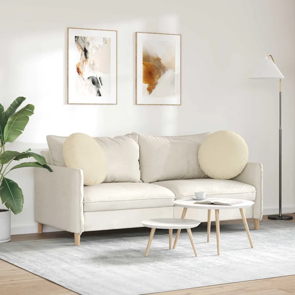 Cuscini per Seduta 2 pcs Crema Ø50 x 19 cm Tessuto