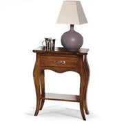 Comodino legno massiccio sagomato arte povera noce scuro