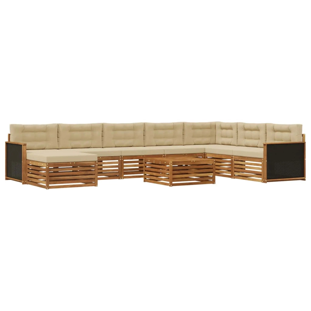 Set di divani da esterno 9 pz Naturale e Beige 3383736