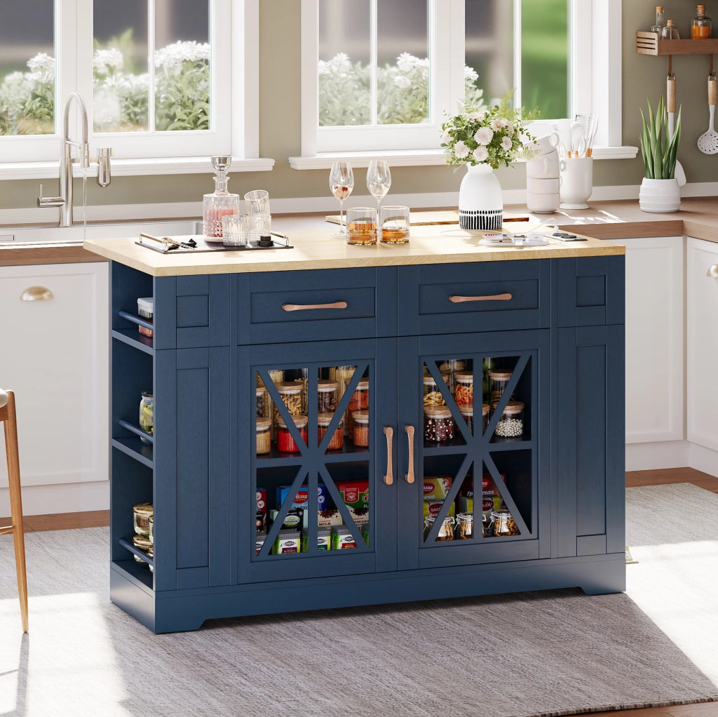 Cucina mobile con piano ribaltabile 120x40/65x92 cm in MDF; blu e neutro