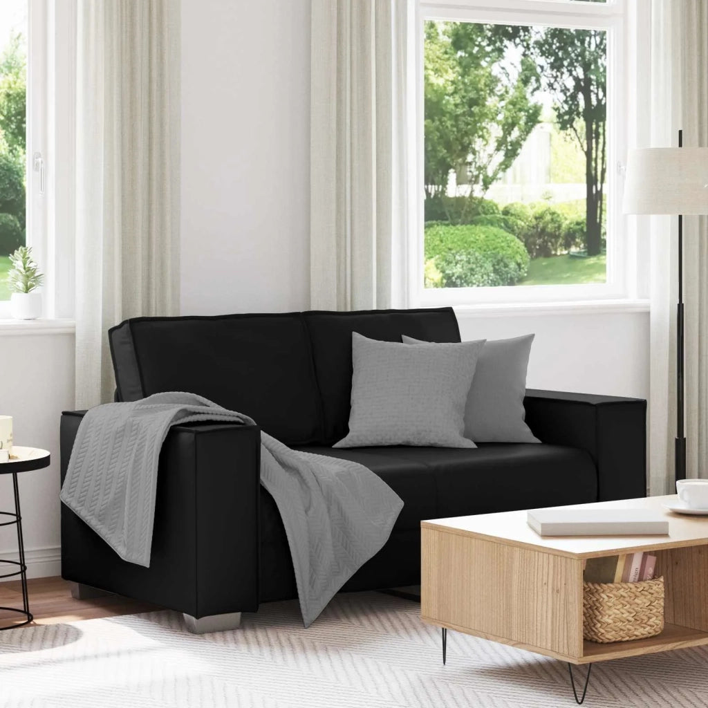 Divano | Divano da soggiorno | Sofa a due posti Nero 160 cm Pelle Sintetica