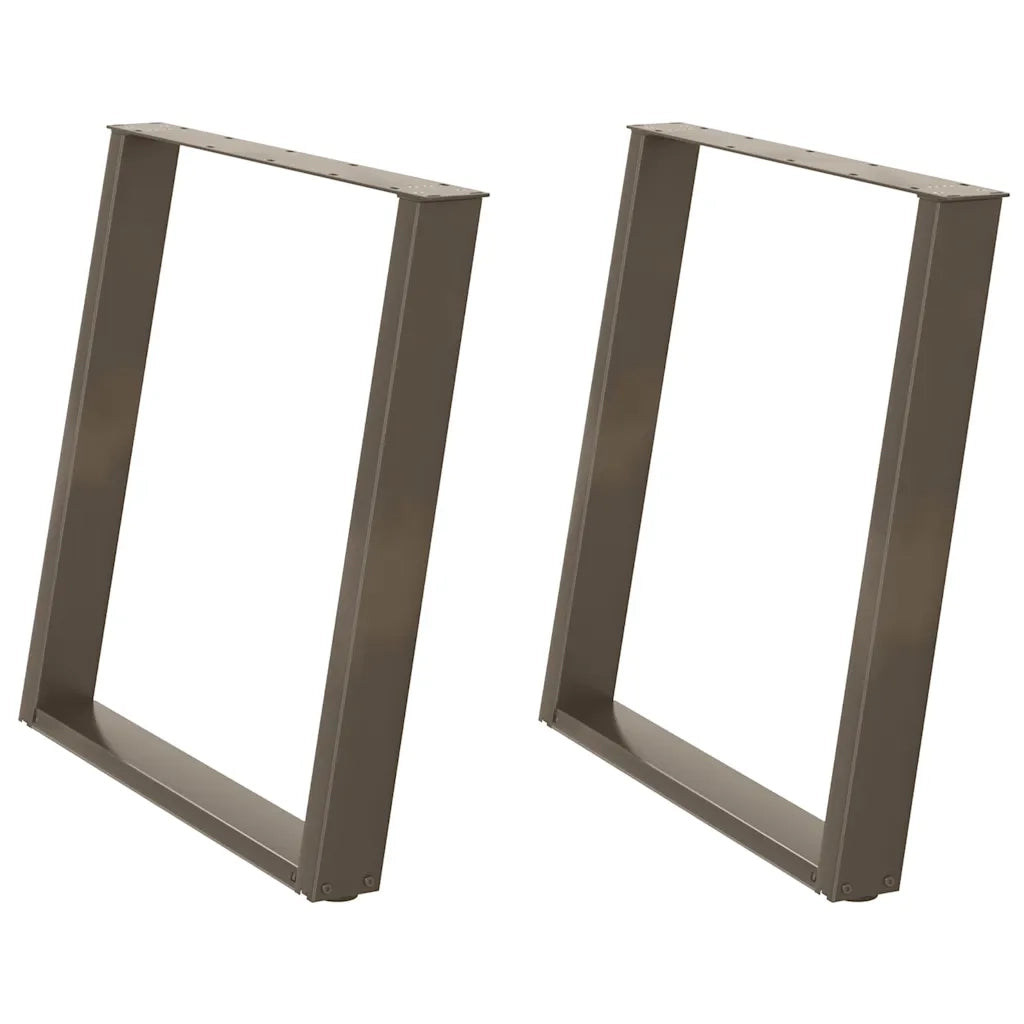 Gambe per tavolo da pranzo a forma di U 2 pz in acciaio naturale 70x(72-73) cm