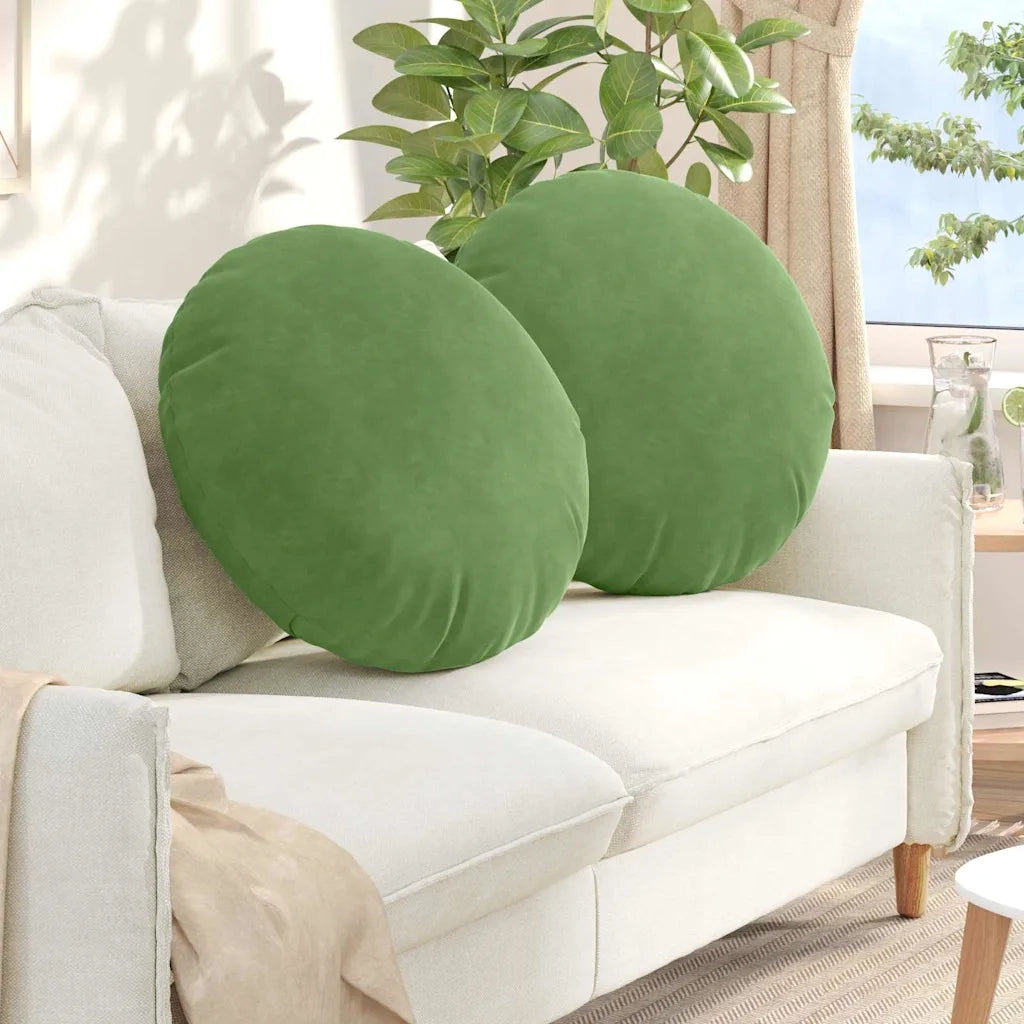 Cuscini per Seduta 2 pcs Verde chiaro Ø60 x 21 cm Velluto 42014214