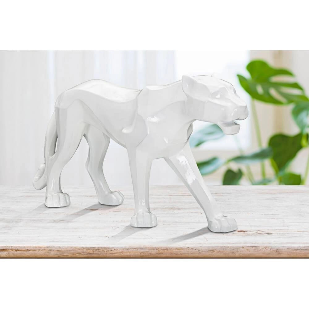Scultura pantera bianca design cm 70X18X32,5 - PANTHARA