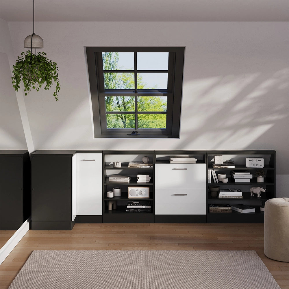 Mobile sottotetto Mobile angolare Rion Bianco lucido/Antracite 75.6 x 83.8 cm con 1 porta Vicco