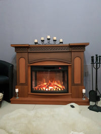 Camino Elettrico da Pavimento 102x130x33 cm Effetto Fiamma 1500W Franco & Zakinthos Noce