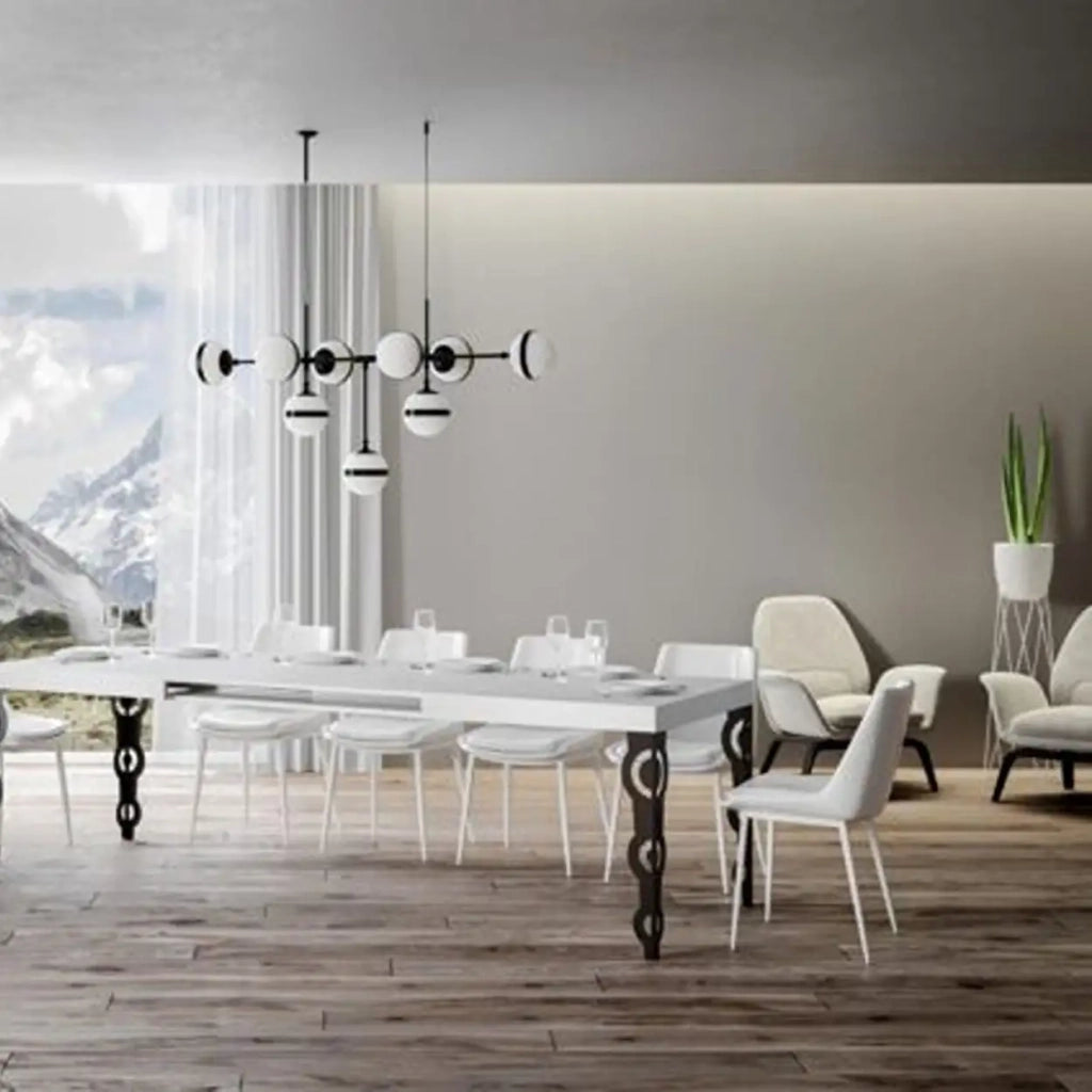 Tavolo allungabile 180/284x90 cm Karamay colore bianco frassino gambe antracite